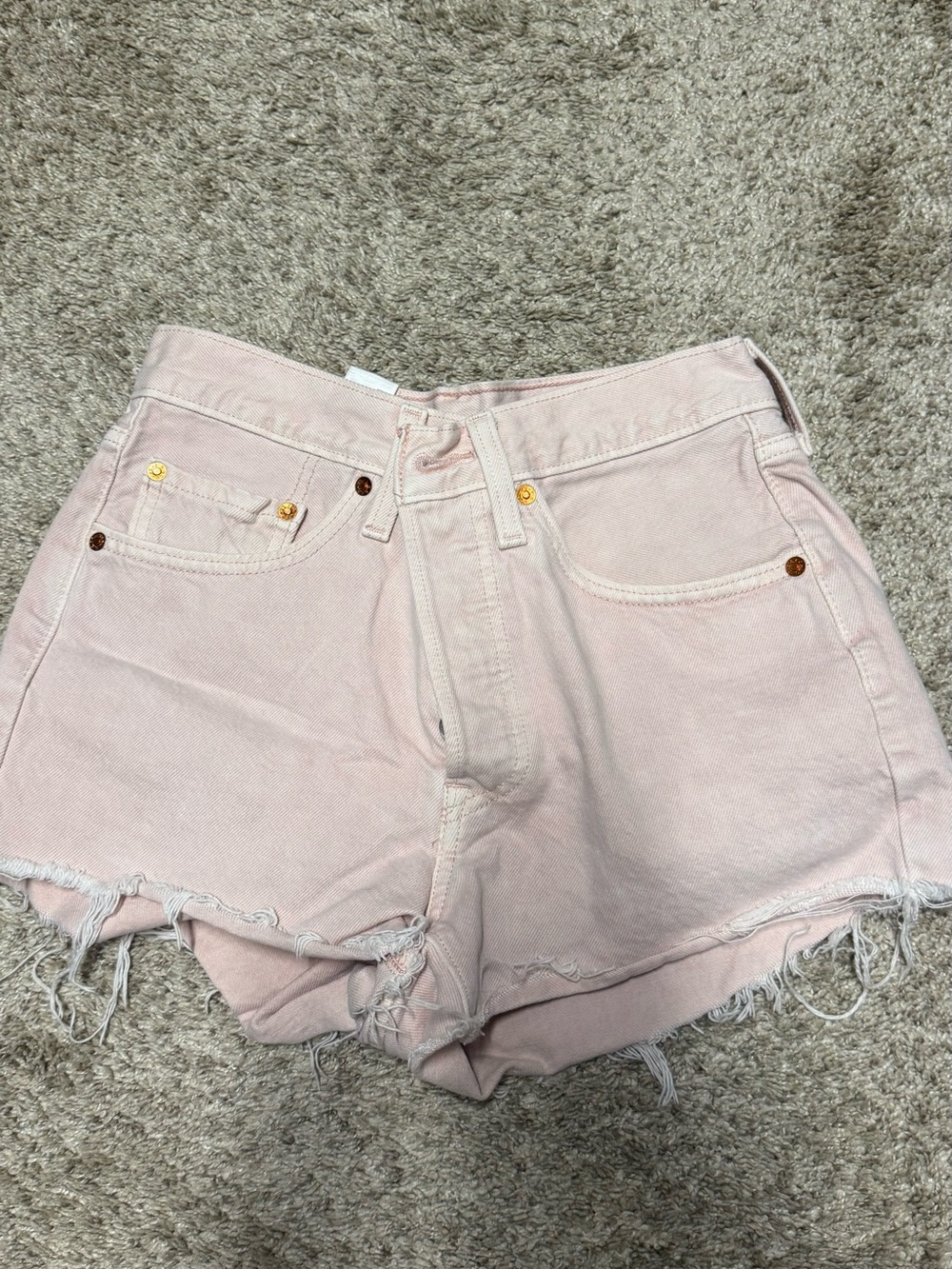 Levi's Light Pink High-Waist Denim Cutoff Shorts